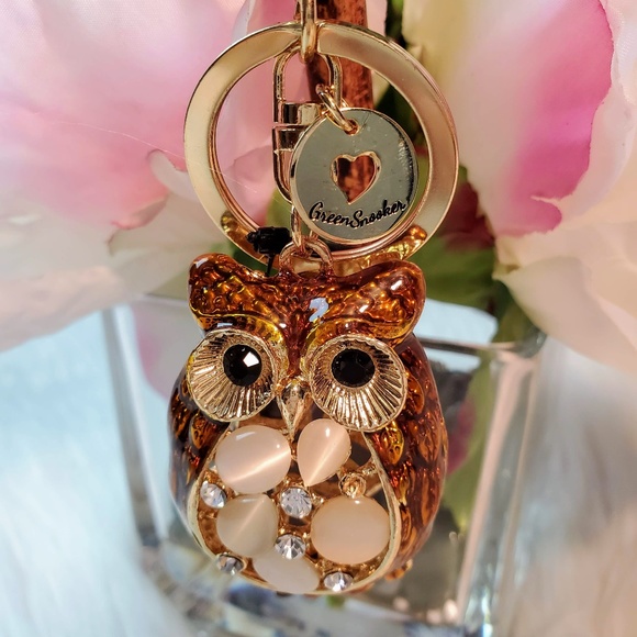 3D Rhinestone Owl Crystal Purse Bag Key Chain - Picture 2 of 7